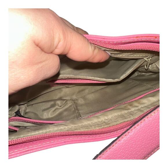 Anne Klein Pink Leather Handbag Purse Shoulder Bag Barbie Y2k - Picture 7 of 7